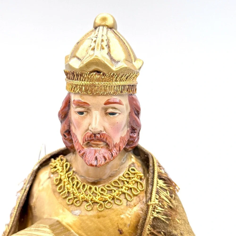 Vintage Gold Wise Man Nativity Figurine Three Kings Christmas Decor 12.5 Inch
